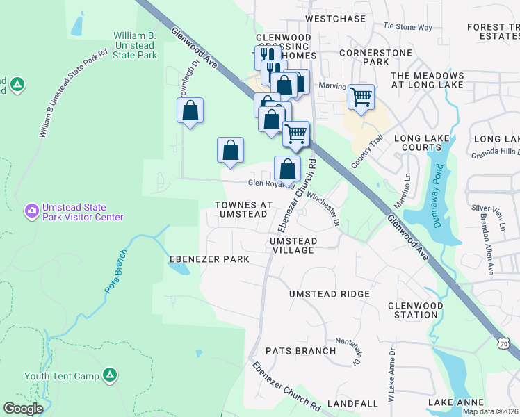 map of restaurants, bars, coffee shops, grocery stores, and more near 8730 Cypress Grove Run in Raleigh