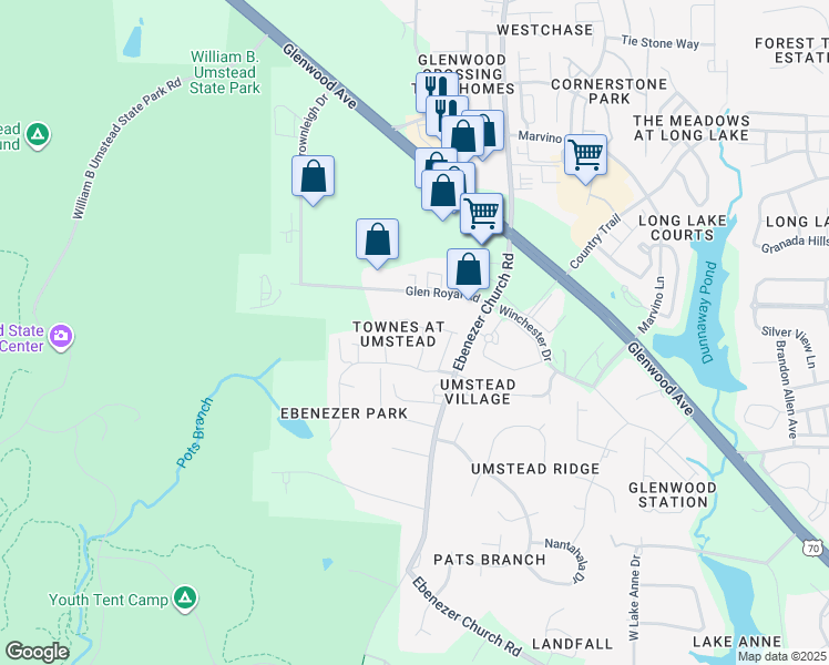 map of restaurants, bars, coffee shops, grocery stores, and more near 8730 Cypress Grove Run in Raleigh