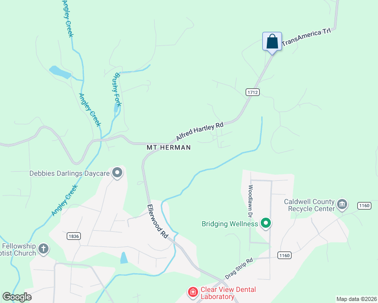 map of restaurants, bars, coffee shops, grocery stores, and more near 2686 Alfred Hartley Road in Lenoir