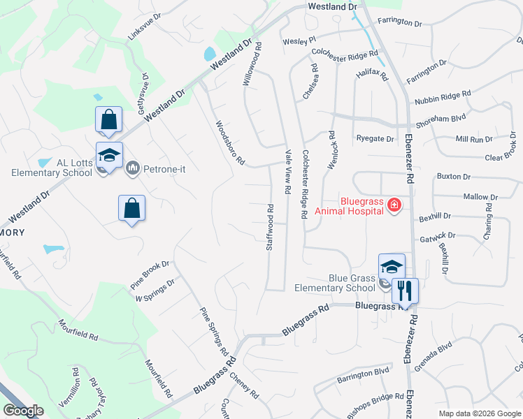 map of restaurants, bars, coffee shops, grocery stores, and more near 1440 Staffwood Road in Knoxville