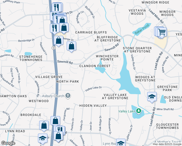 map of restaurants, bars, coffee shops, grocery stores, and more near 7008 Twyford Place in Raleigh
