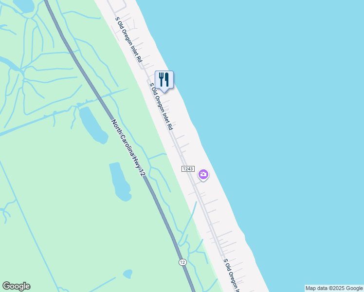map of restaurants, bars, coffee shops, grocery stores, and more near 9023 South Old Oregon Inlet Road in Nags Head
