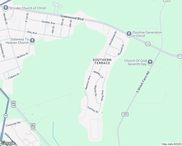 map of restaurants, bars, coffee shops, grocery stores, and more near 601 Newton Avenue in Princeville