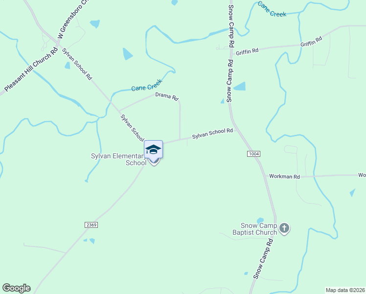 map of restaurants, bars, coffee shops, grocery stores, and more near 224 Sylvan School Road in Alamance