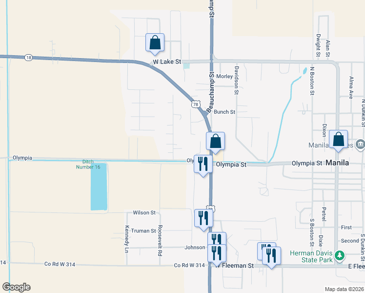 map of restaurants, bars, coffee shops, grocery stores, and more near 310 Buttercup Lane in Manila