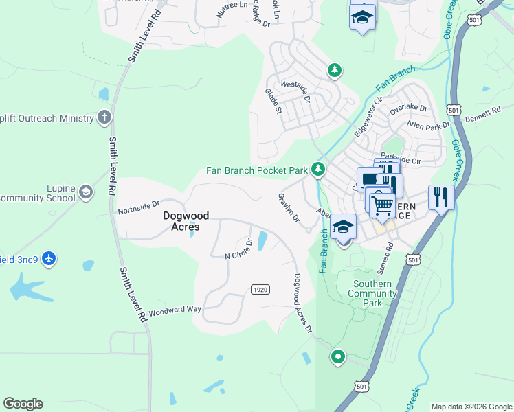 map of restaurants, bars, coffee shops, grocery stores, and more near 309 Carlton Drive in Chapel Hill