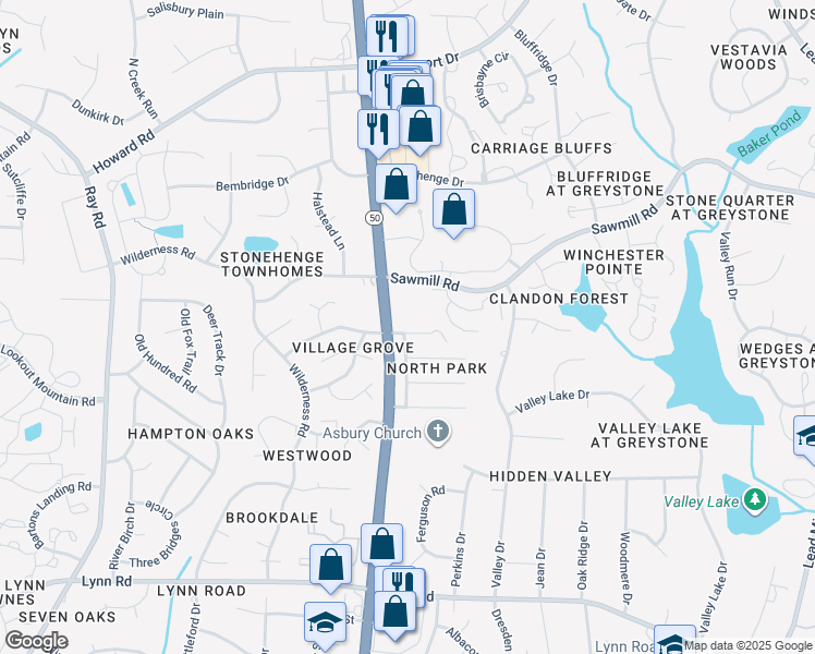 map of restaurants, bars, coffee shops, grocery stores, and more near 2420 Havershire Drive in Raleigh