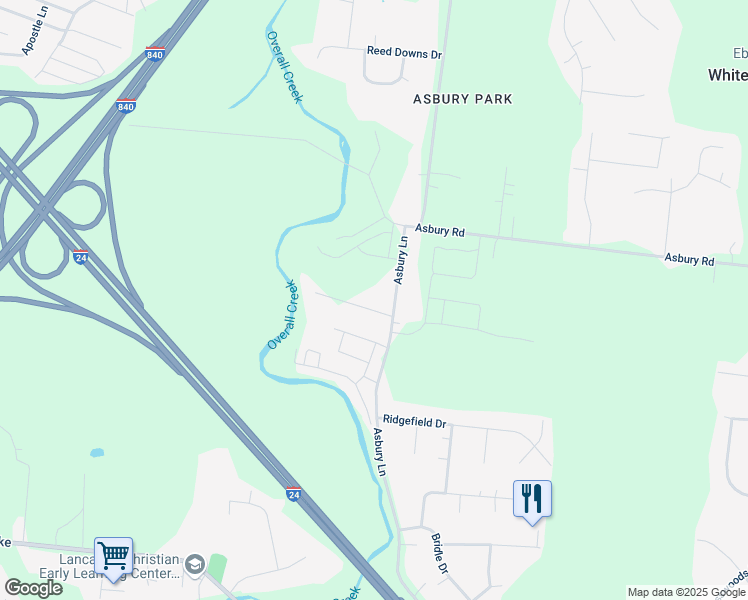 map of restaurants, bars, coffee shops, grocery stores, and more near 3605 Dixie Lane in Murfreesboro