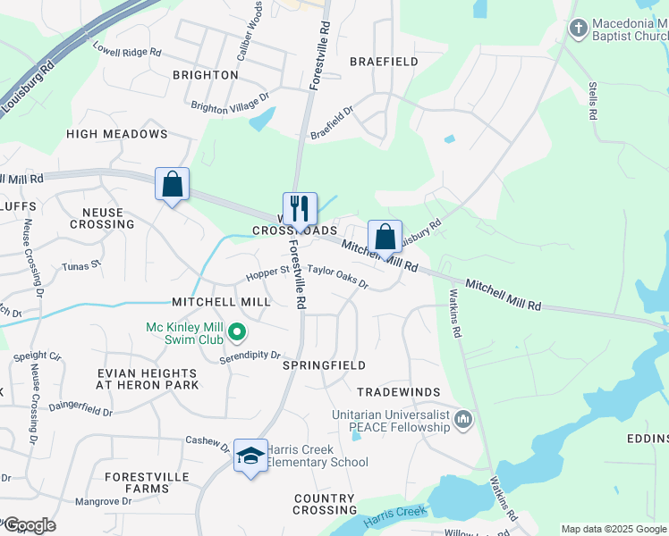 map of restaurants, bars, coffee shops, grocery stores, and more near 4010 Taylor Oaks Drive in Raleigh