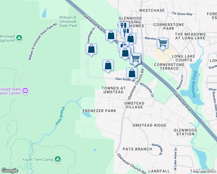 map of restaurants, bars, coffee shops, grocery stores, and more near 8783 Cypress Grove Run in Raleigh