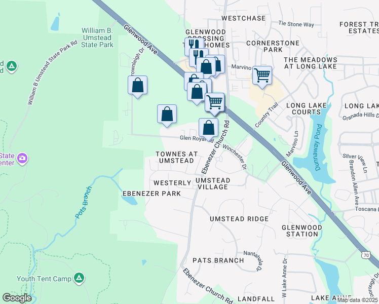 map of restaurants, bars, coffee shops, grocery stores, and more near 8730 Cypress Grove Run in Raleigh