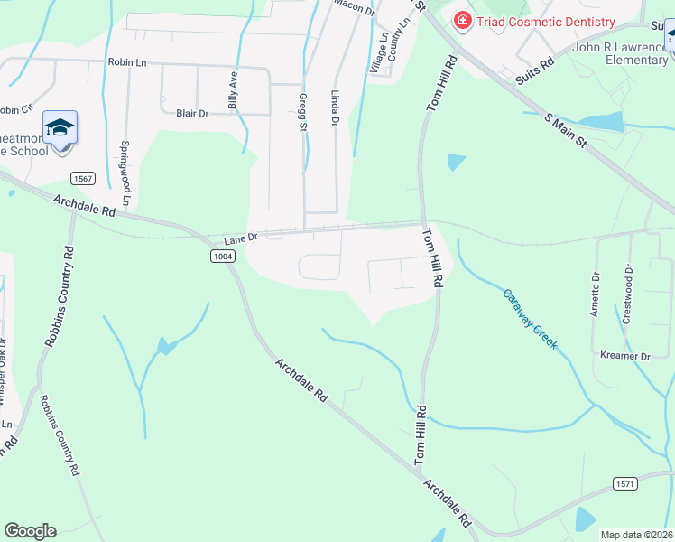 map of restaurants, bars, coffee shops, grocery stores, and more near 206 Ridge Creek Drive in Trinity