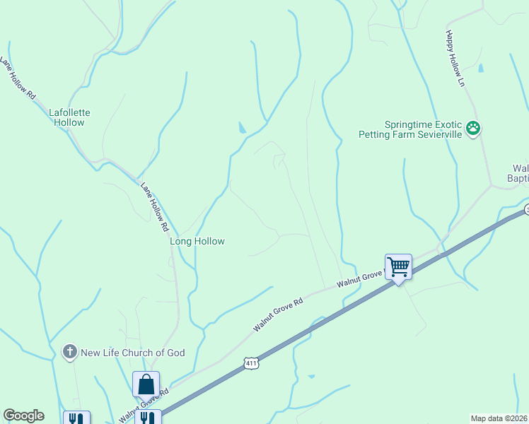 map of restaurants, bars, coffee shops, grocery stores, and more near 324 Whaley Way in Sevierville