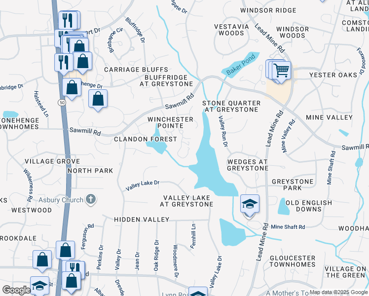map of restaurants, bars, coffee shops, grocery stores, and more near 7448 Capstone Drive in Raleigh