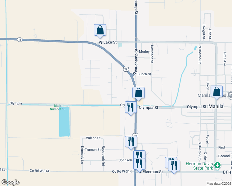 map of restaurants, bars, coffee shops, grocery stores, and more near 310 Buttercup Lane in Manila