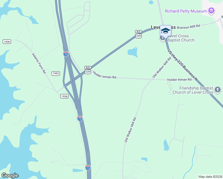 map of restaurants, bars, coffee shops, grocery stores, and more near 441 Holder Inman Road in Randleman
