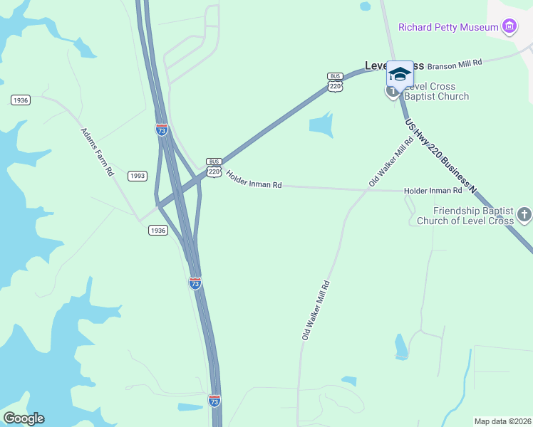 map of restaurants, bars, coffee shops, grocery stores, and more near 441 Holder Inman Road in Randleman