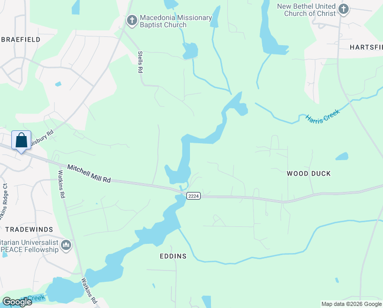 map of restaurants, bars, coffee shops, grocery stores, and more near 4505 Mitchell Mill Road in Wake Forest