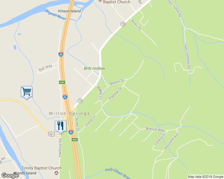 map of restaurants, bars, coffee shops, grocery stores, and more near 1808 Popular Drive in Newport