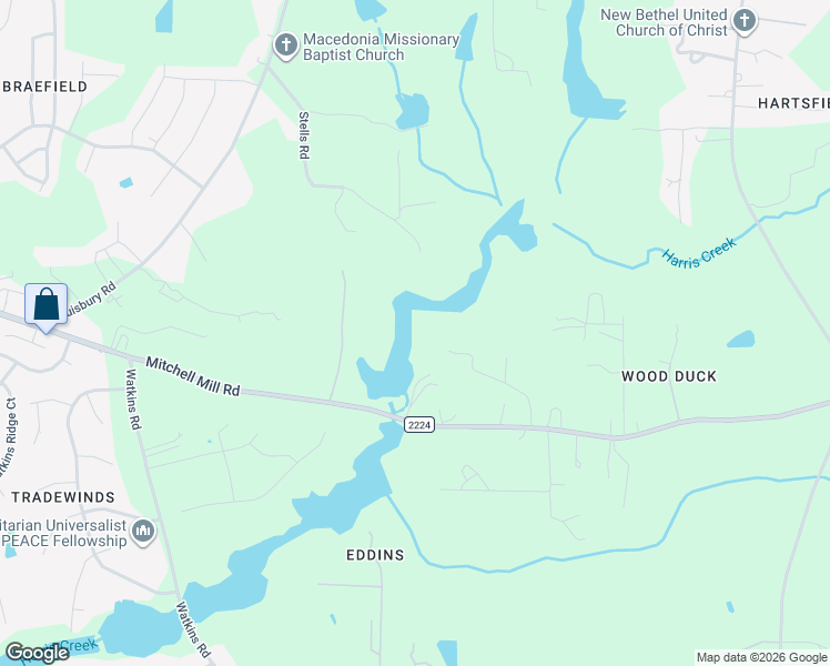 map of restaurants, bars, coffee shops, grocery stores, and more near 4505 Mitchell Mill Road in Wake Forest