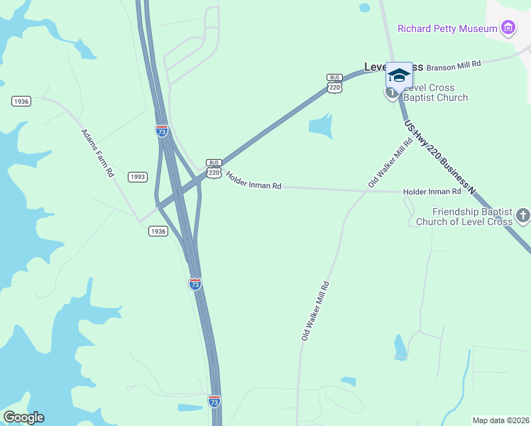 map of restaurants, bars, coffee shops, grocery stores, and more near 441 Holder Inman Road in Randleman
