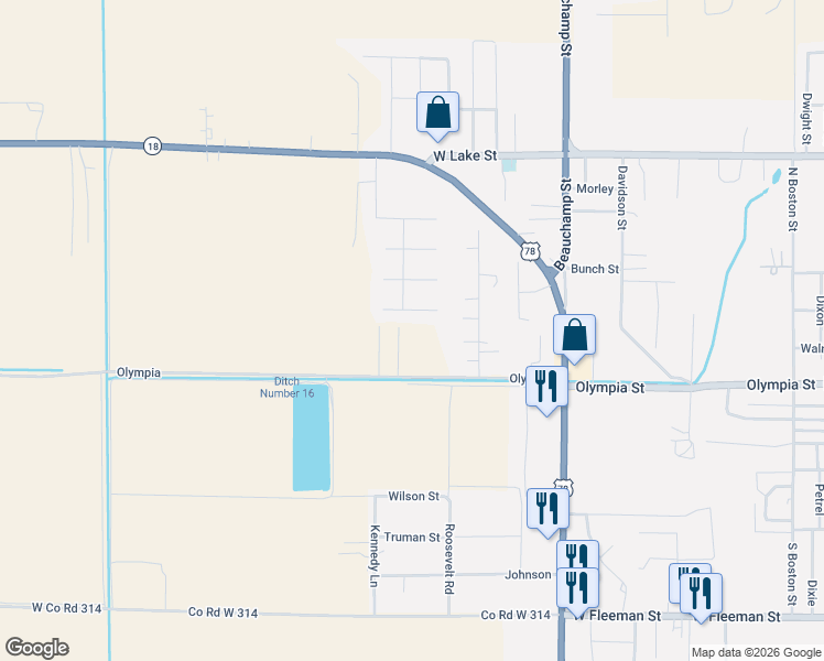 map of restaurants, bars, coffee shops, grocery stores, and more near 812 West Co Road 294 in Manila