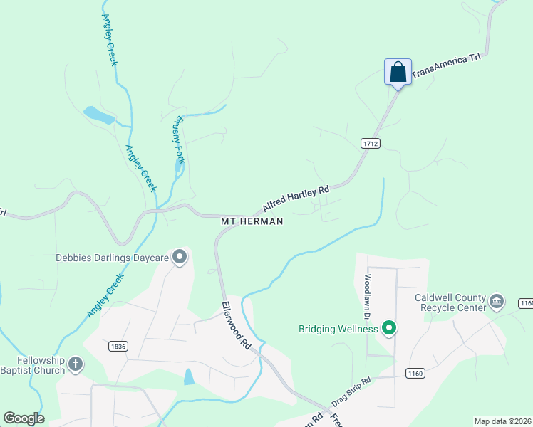 map of restaurants, bars, coffee shops, grocery stores, and more near 2686 Alfred Hartley Road in Lenoir