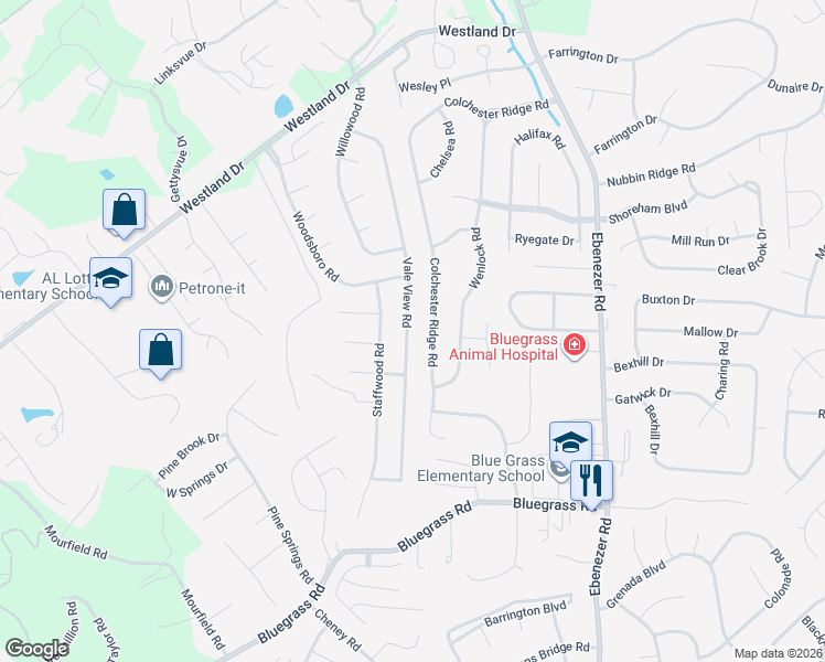map of restaurants, bars, coffee shops, grocery stores, and more near 9149 Colchester Ridge Road in Knoxville