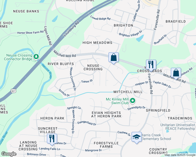 map of restaurants, bars, coffee shops, grocery stores, and more near 3628 Epperly Court in Raleigh