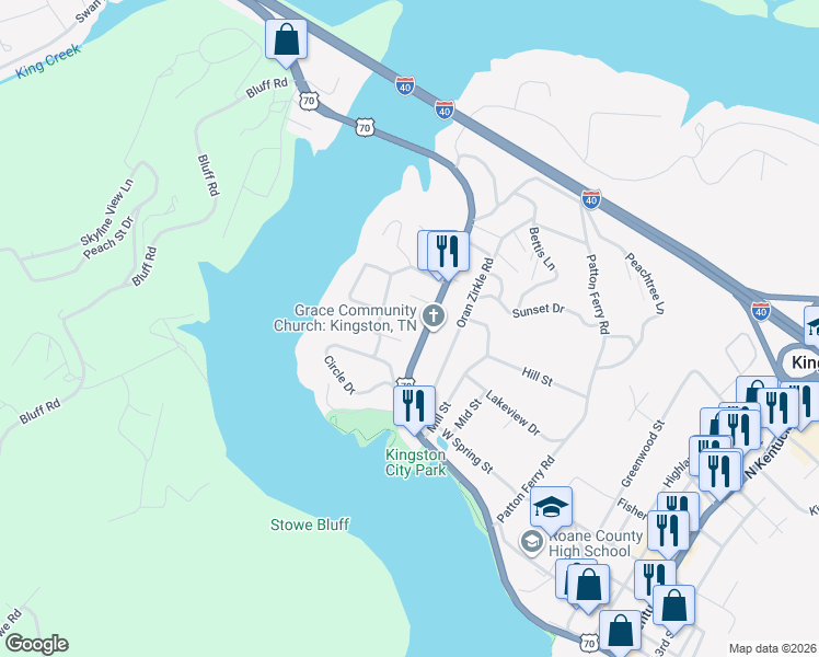 map of restaurants, bars, coffee shops, grocery stores, and more near 427 West Race Street in Kingston