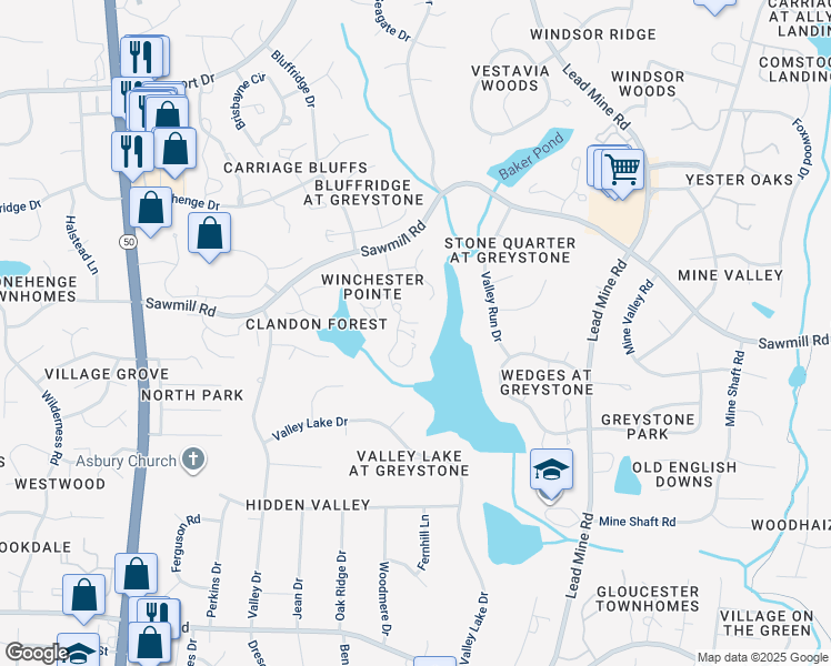 map of restaurants, bars, coffee shops, grocery stores, and more near 7500 Dartford Court in Raleigh