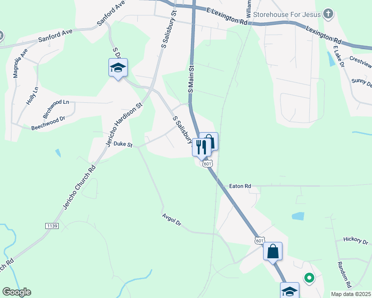 map of restaurants, bars, coffee shops, grocery stores, and more near 849 South Salisbury Street in Mocksville