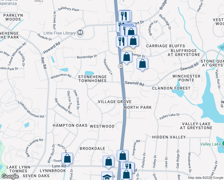 map of restaurants, bars, coffee shops, grocery stores, and more near 2428 Village Grove Road in Raleigh