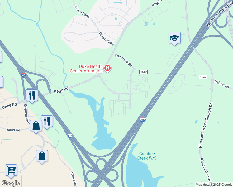 map of restaurants, bars, coffee shops, grocery stores, and more near 5742 Arringdon Park Drive in Morrisville