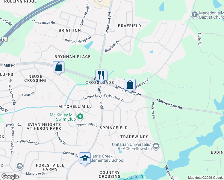 map of restaurants, bars, coffee shops, grocery stores, and more near 4010 Taylor Oaks Drive in Raleigh