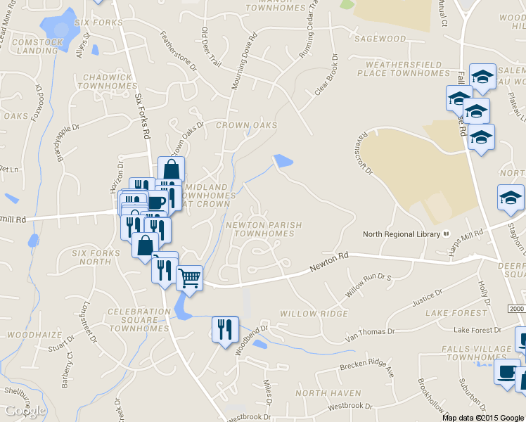 map of restaurants, bars, coffee shops, grocery stores, and more near in Raleigh