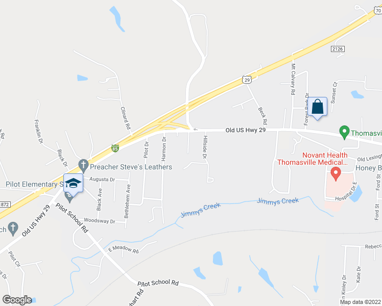 map of restaurants, bars, coffee shops, grocery stores, and more near 1619 Lexington Avenue in Thomasville