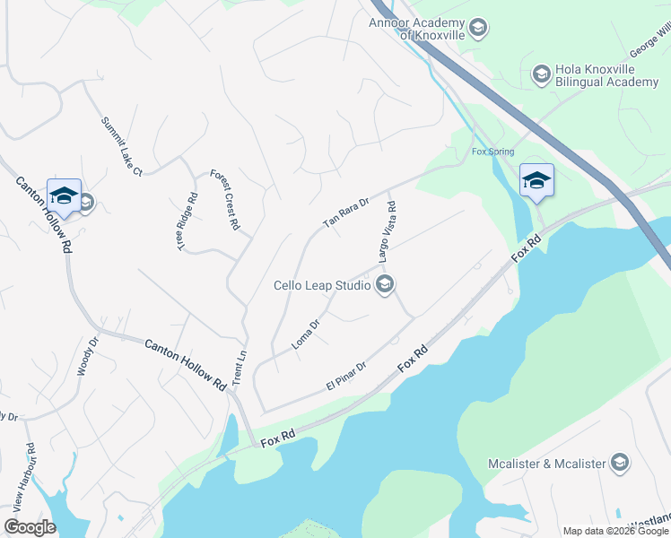map of restaurants, bars, coffee shops, grocery stores, and more near 10110 Loma Drive in Knoxville