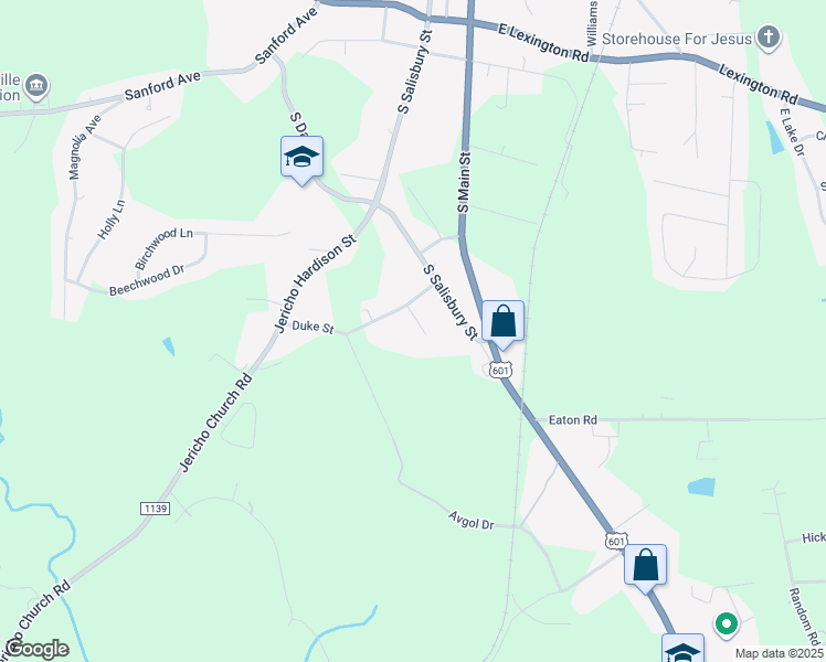 map of restaurants, bars, coffee shops, grocery stores, and more near 1007 Howard Street in Mocksville