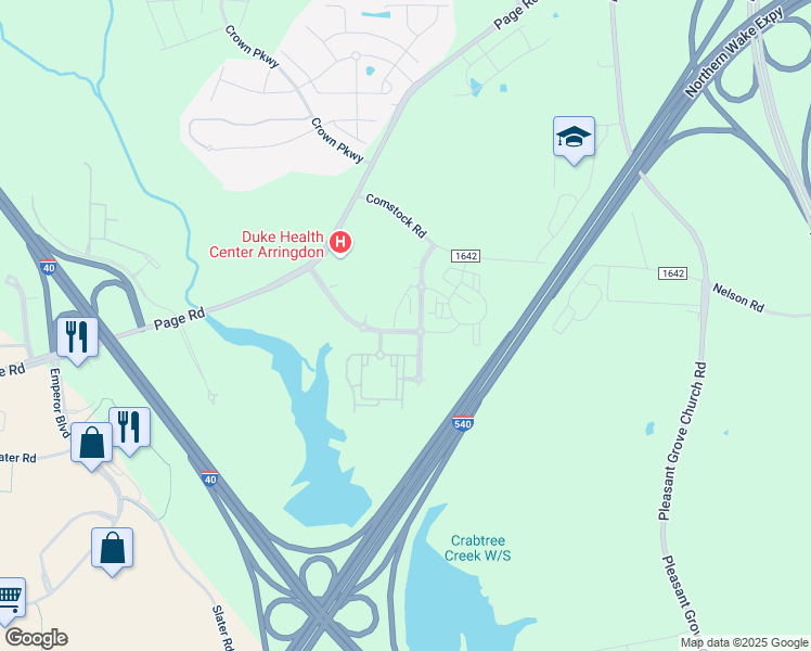 map of restaurants, bars, coffee shops, grocery stores, and more near 5811 Arringdon Park Drive in Morrisville