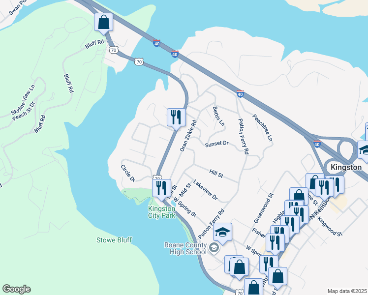 map of restaurants, bars, coffee shops, grocery stores, and more near 311 Mill Street in Kingston