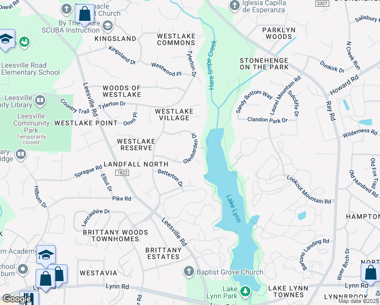 map of restaurants, bars, coffee shops, grocery stores, and more near 7601 Glenharden Drive in Raleigh