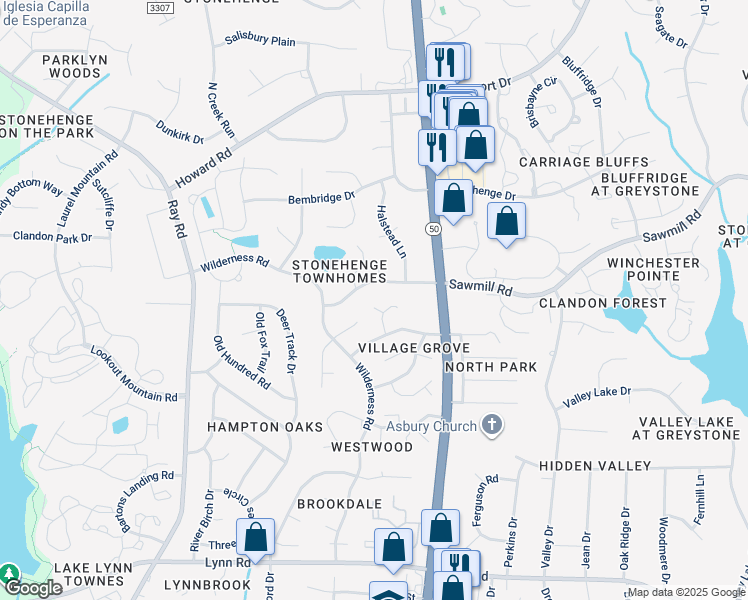 map of restaurants, bars, coffee shops, grocery stores, and more near 2508 Torbay Court in Raleigh