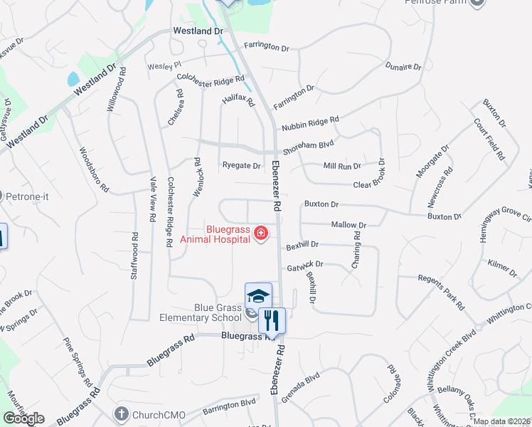 map of restaurants, bars, coffee shops, grocery stores, and more near 8912 Highbridge Drive in Knoxville