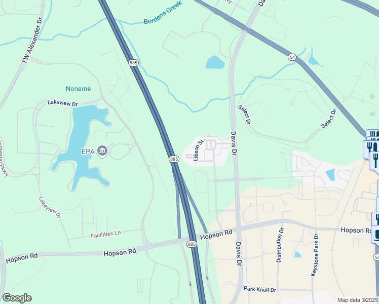 map of restaurants, bars, coffee shops, grocery stores, and more near 712 Sidepark Street in Durham