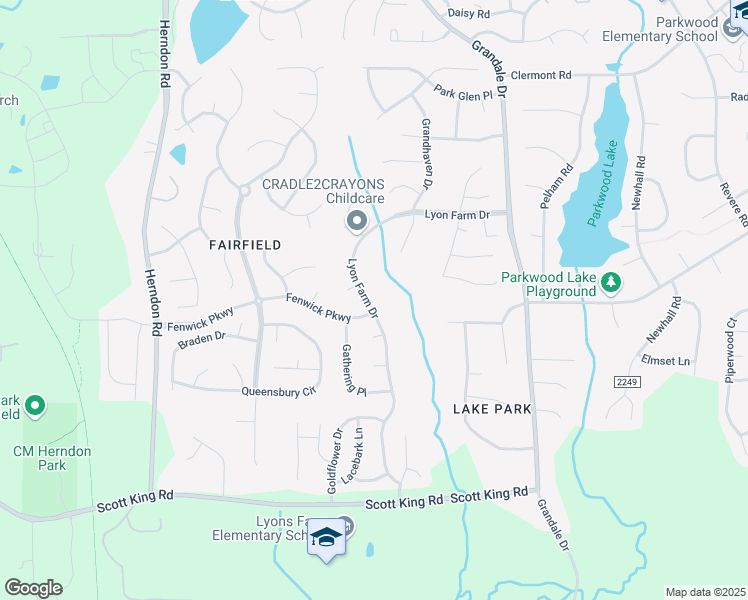 map of restaurants, bars, coffee shops, grocery stores, and more near 5311 Lyon Farm Drive in Durham