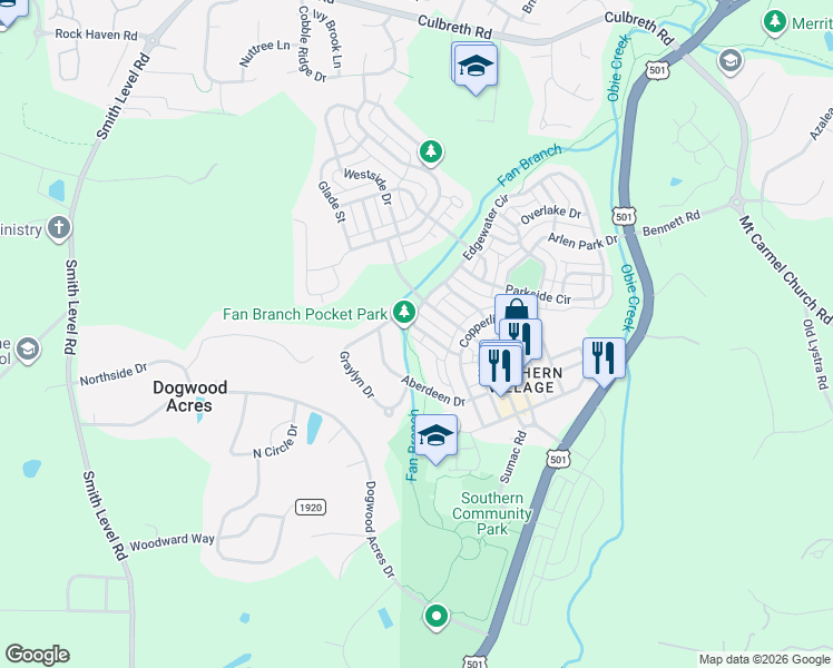 map of restaurants, bars, coffee shops, grocery stores, and more near 905 Edgewater Circle in Chapel Hill