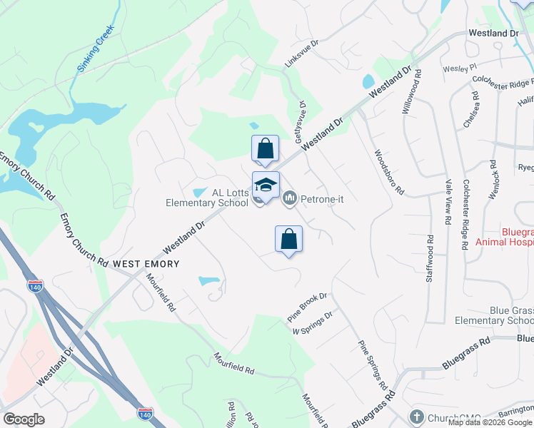 map of restaurants, bars, coffee shops, grocery stores, and more near 1123 Appaloosa Way in Knoxville