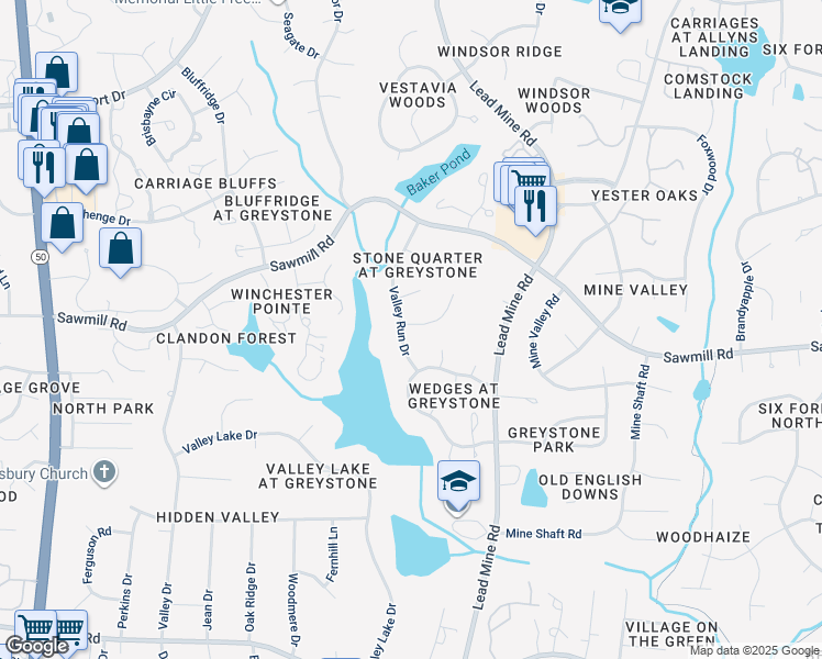 map of restaurants, bars, coffee shops, grocery stores, and more near 7420 Valley Run Drive in Raleigh