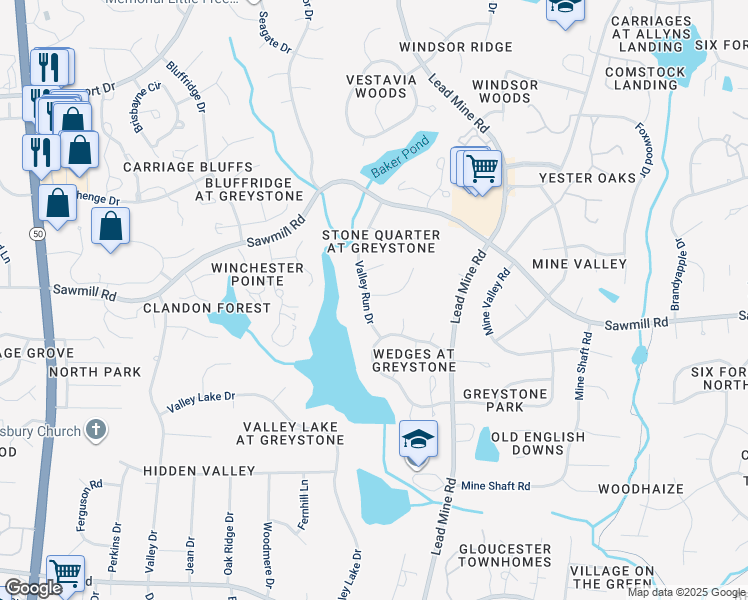 map of restaurants, bars, coffee shops, grocery stores, and more near 7420 Valley Run Drive in Raleigh
